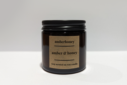60g amber & honey soy wax travel candle