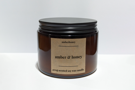 400g amber & honey soy wax candle (3 wick)