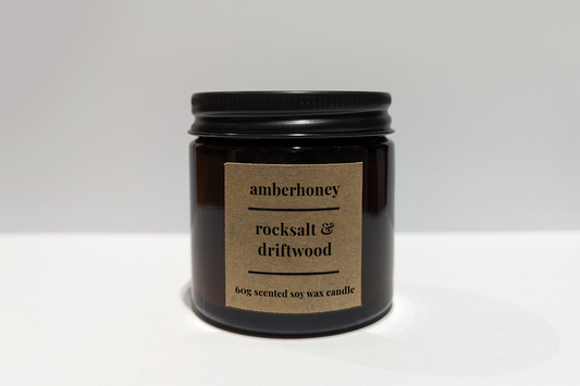 60g rocksalt & driftwood soy wax candle