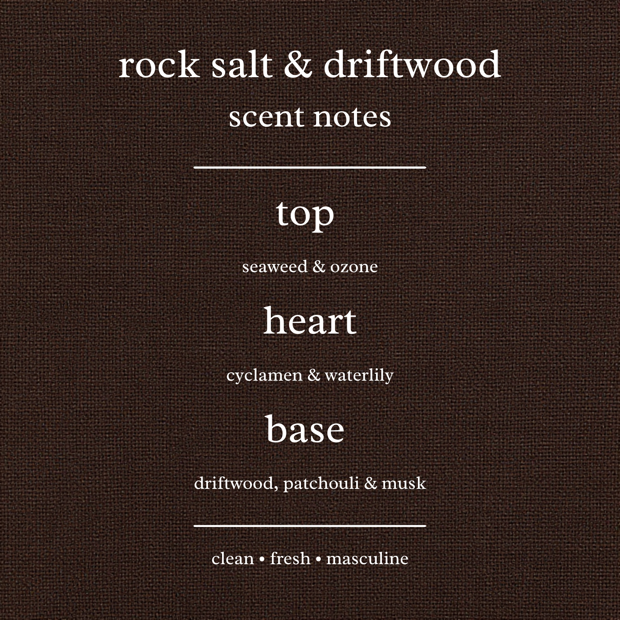 Scent Notes For Rock Salt & Driftwood Candles & Wax Melts