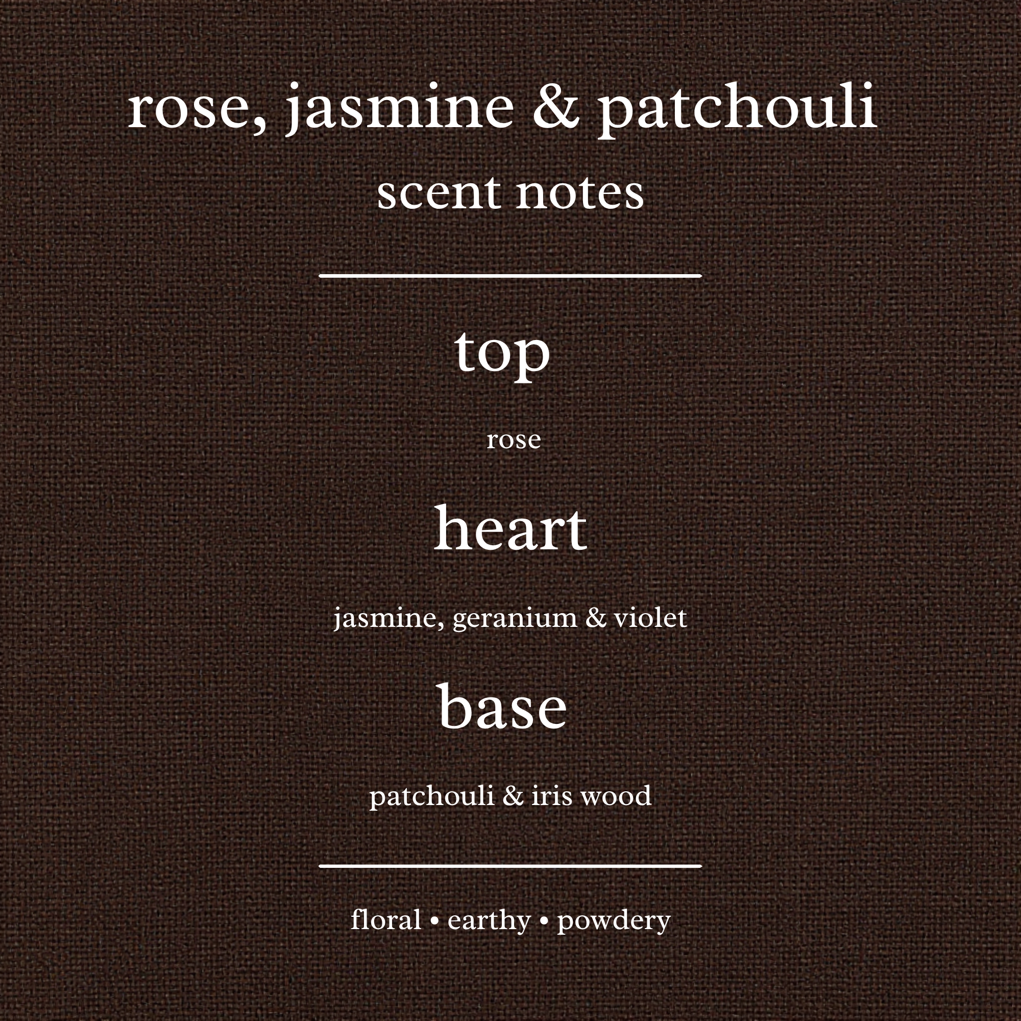 Scent Notes For Rose, Jasmine & Patchouli Candles & Wax Melts