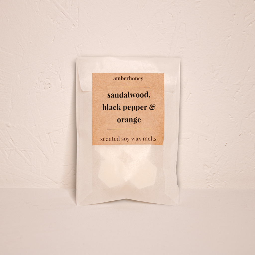 sandalwood, black pepper & orange wax melts