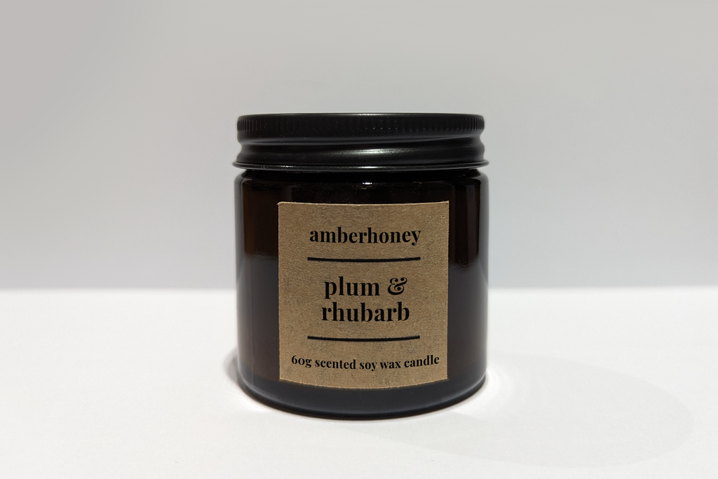 plum & rhubarb soy wax travel candle